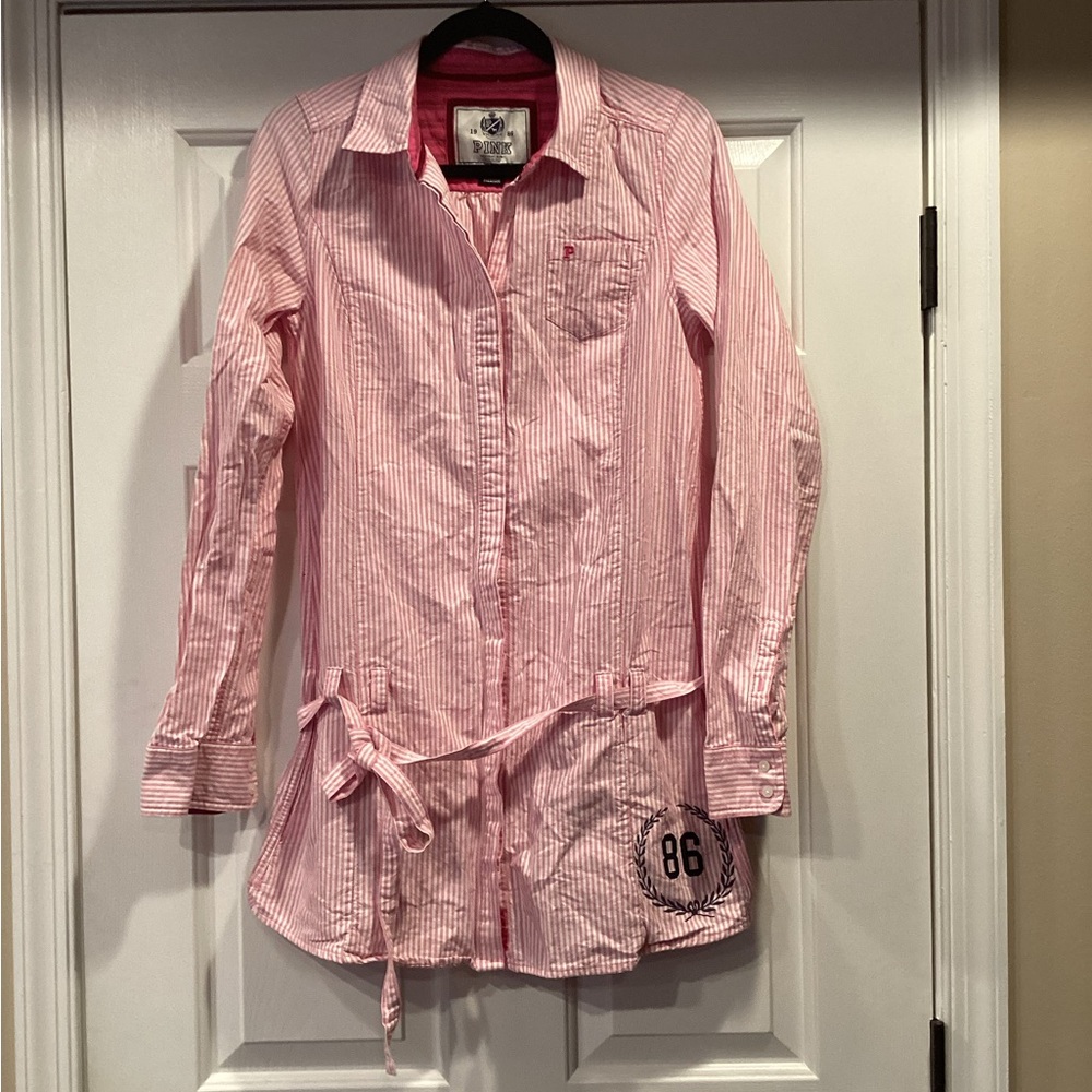 PINK Victoria's Secret Pink Striped Button Down Dress